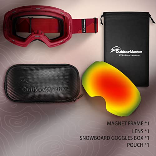 OutdoorMaster Ski Goggles PRO Frameless, Interchangeable Lens 100 UV400 Protection Snow