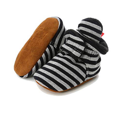 LAFEGEN Baby Booties for Boys Girls with Soft Lining Non Slip Gripper Newborn Infant Slipper Socks Toddler First Walker Crib Shoes 0-18 Months