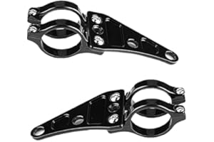 Qiilu 2pcs Fork Headlight Mounting Bracket Adjustable Universal Motorcycle Headlight Head Lamp Holder 38mm-41mm Black