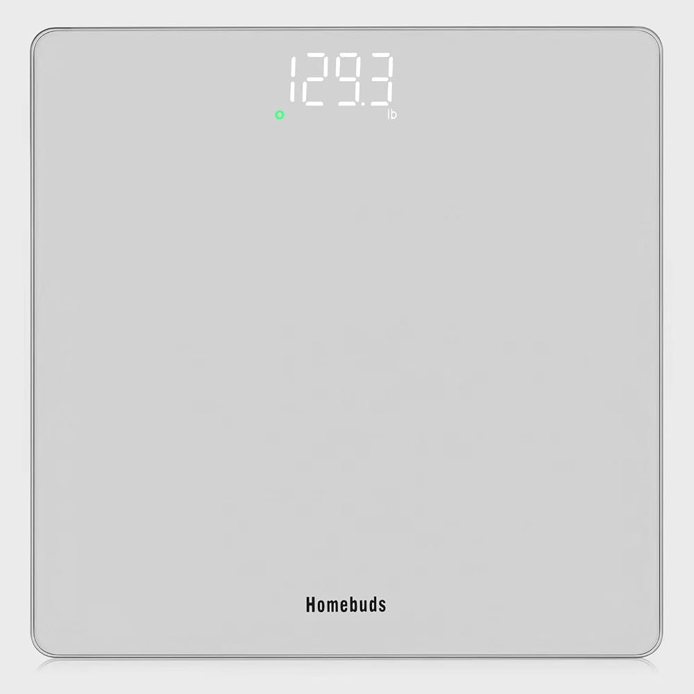 HOMEBUDS Bathroom Scales, 0.1 lb/0.05 kg, 28 st/400 lb/182 kg, LED