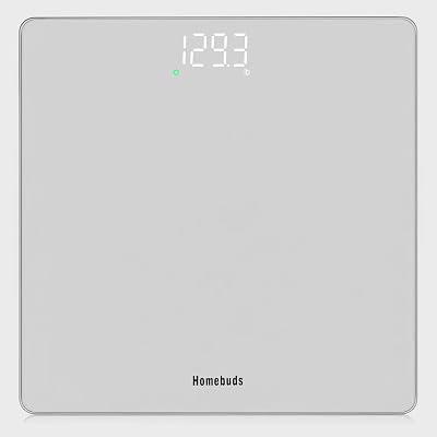 HOMEBUDS Bathroom Scales, 0.1 lb/0.05 kg, 28 st/400 lb/182 kg, LED