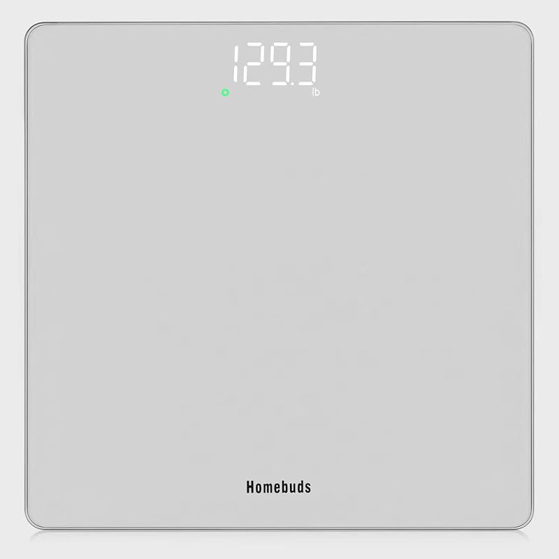 HOMEBUDS Bathroom Scales, 0.1 lb/0.05 kg, 28 st/400 lb/182 kg, LED