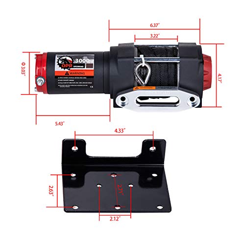 OPENROAD Electric 12V 3500lb Winch, Steel Cable Winch Kits for UTV ATV