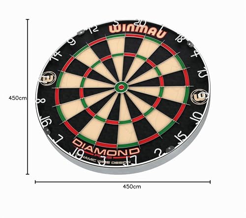 Winmau Diamond Plus Dartscheibe – PDC Turnier Steeldartscheibe, Ultra-Dünnes Drahtsystem, Hochdichte Sisal | Erhältlich als Dartboard, Surround-Set oder Dartschrank-Set mit Steeldarts