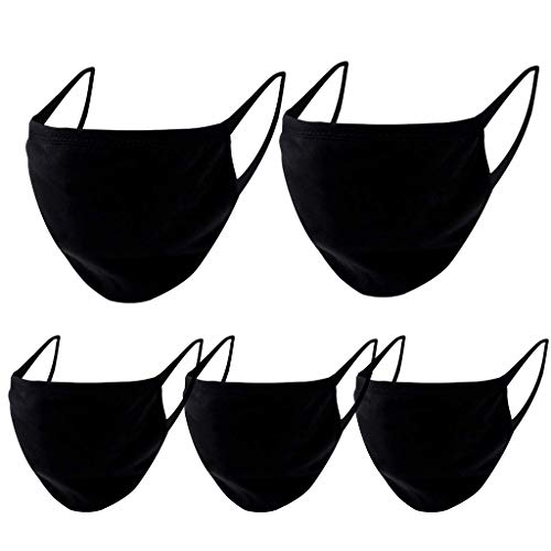 Louyue 5 Pack Fashion Protective, Unisex Black Dust Cotton, Washable, Reusable Cotton Fabric