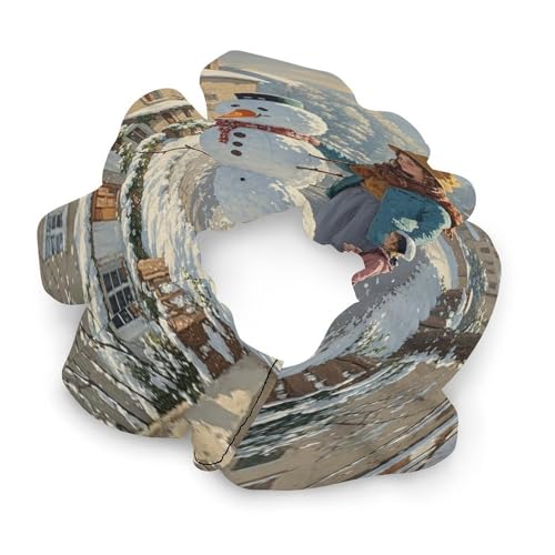 Fashion Satin Hair Bands, Street Snowman Print Fashion Hair Scrunchies Stretchy Polyester & Spandex Scrunchies for All Hair Types