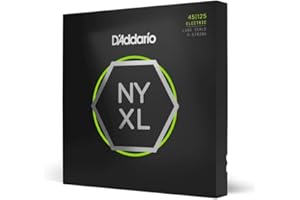 D'Addario NYXL45125 Nickel Wound Bass Guitar Strings, Long Scale/5-String, Lt. Top/Med. Bottom, 45-125