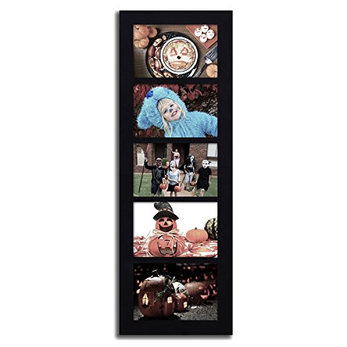 Adeco Decorative Black Wood Wall Hanging Picture Photo Frame, 5 Divided Openings, 4X6 (885692583433)