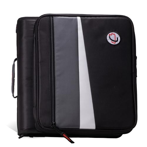 Case-It fichário com zÃper de 5 cm e 3 anéis D com estojo acolchoado para laptop para estação de trabalho, alça de ombro, LT-117, preto