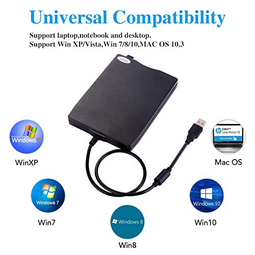 eTakin USB Floppy Disk Drive, 3.5" External Drive Portable 1.44MB FDD