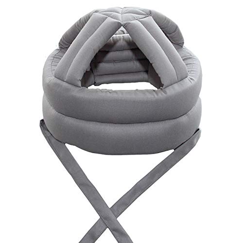 Anti Fall Elderly Head Safety Helmet Thick Soft Protective Hat Adjustable Seniors Fall Prevention Head Protection Cap with Chin Strap Breathable Elderly Helmet for Head Injury Shock Protection (Grey)