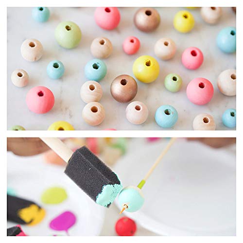 LotFancy 500pc Wooden Beads, 6 Sizes Unfinished Natural Wood Beads for Crafts, Round Predrilled Wooden Balls for Garland Macrame Jewelry Farmhouse Décor (8mm 10mm 12mm 14mm 16mm 18mm)