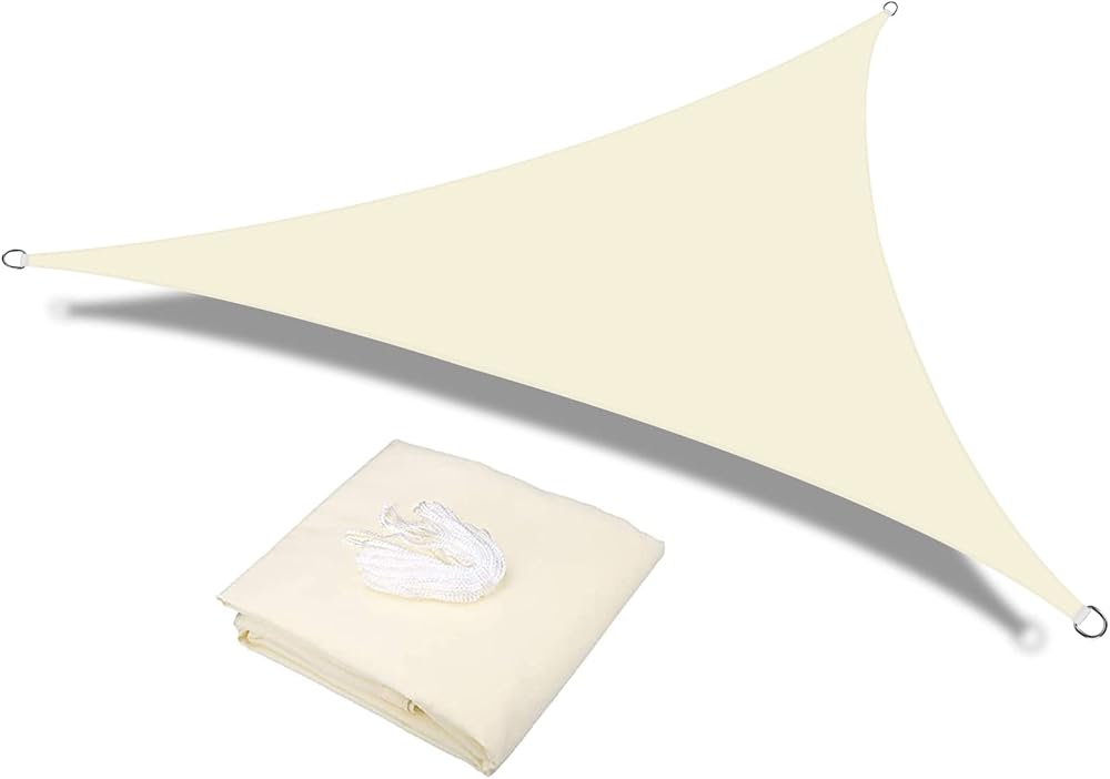 HEYOMART Sun Shade Sail 5x5x5mm Triangle Cream White 98% UV Block