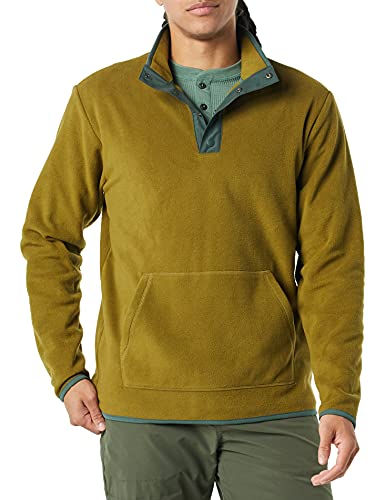 AMAZON ESSENTIALS MEN’S SNAP-FRONT PULLOVER POLAR FLEECE JACKET – DISCONTINUED COLORS, DARK OLIVE HEATHER, MEDIUM