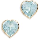 JIA JIA Women's Blue Topaz Heart Stud Earrings, Blue, One Size