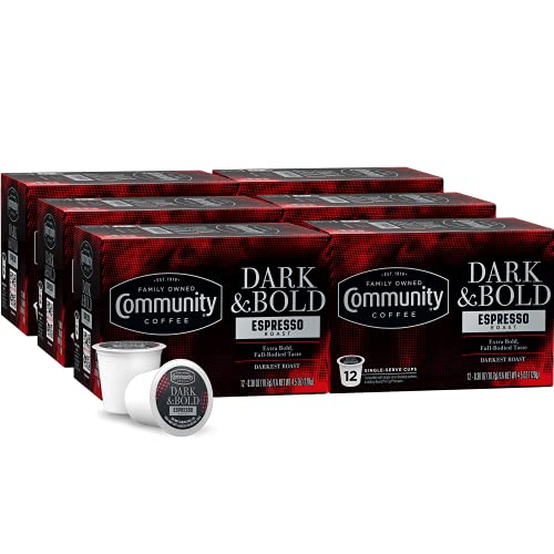 Community Coffee Dark & Bold Espresso Roast Coffee Pods, 72 count
