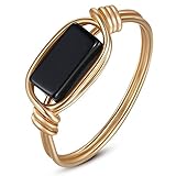 Fiklon Black Onyx Rings Crystal Rings for Women