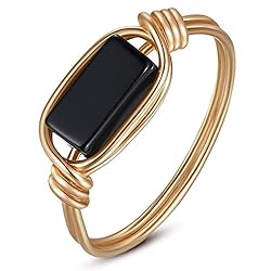 Fiklon Black Onyx Rings Crystal Rings for Women