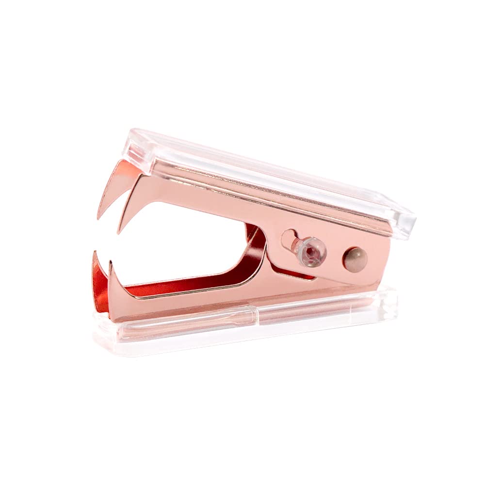 Rose Gold Staple Remover Clear Staples Remover Acrylic Body Steel Jaws Staple Puller Removal Tool for Dress Up Home Office School Desk Accessories Gift (Rose Gold)