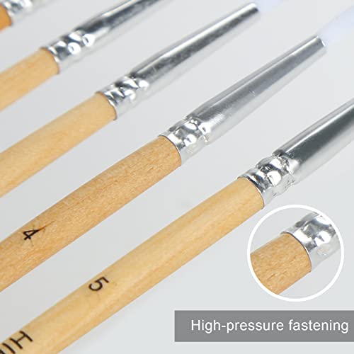 HIBOO Paintbrush Set-7 Round Point Art Nylon Hair Artist Painting Brush for Acrylic Watercolor and Gouache Painting