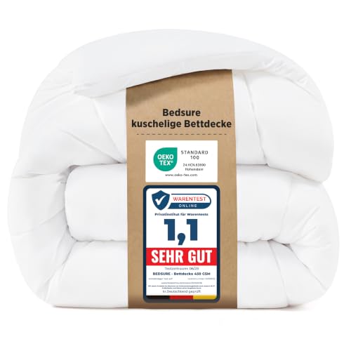 BEDSURE Bettdecke 240x260 Winterdecke 450gsm - Warm Winterdecke, Weiß