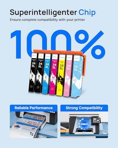 GPC Image 24XL Compatible Ink Cartridges for Epson 24 XL for Expression Photo XP-55 XP-750 XP-760 XP-850 XP-860 XP-950 XP-960 XP-970 (Black Cyan Magenta Yellow LC LM, 14-Pack)
