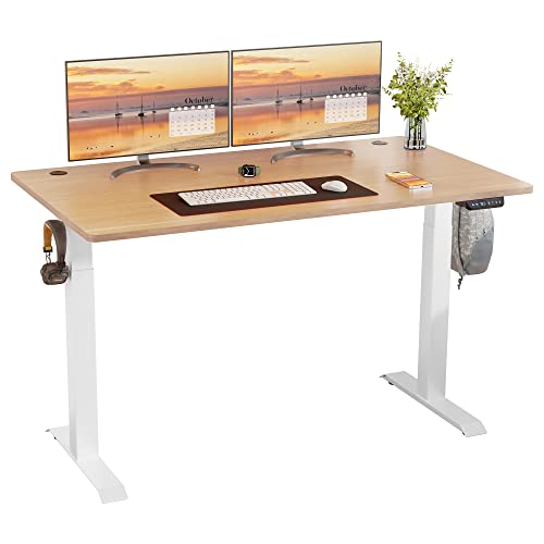 Meilocar Height Adjustable Electric Standing Desk, 55" x 24" Sit Stand Computer Desk w/Memory