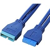 UCEC USB 3.0 Cable Housing Motherboard 20 Pin Male to Female Extension Cable of 0.5m Blue Pack of 1