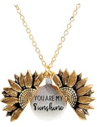 You are My Sunshine Engraved Necklace for Mom Sunflower Locket Necklace