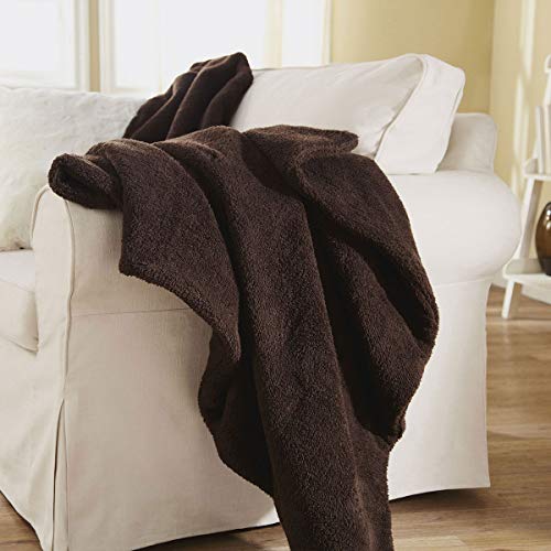 Sunbeam Soft LoftTec Electric Heated Warming Blanket Twin Walnut Brown