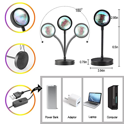 Sunset Lamp Projector,16 Color LED Rainbow Sunset Projection Lamp with Remote,360 Degree Rotation Night Light for Party Bedroom Home Decor.
