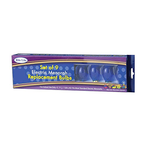 Rite -Lite Judaica Blue Electric Menorah Bulbs, Box 0f 9