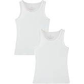 Huata Girls Tank Top 2 Packs Racerback Sleeveless Dance Athletic Shirt for Kids