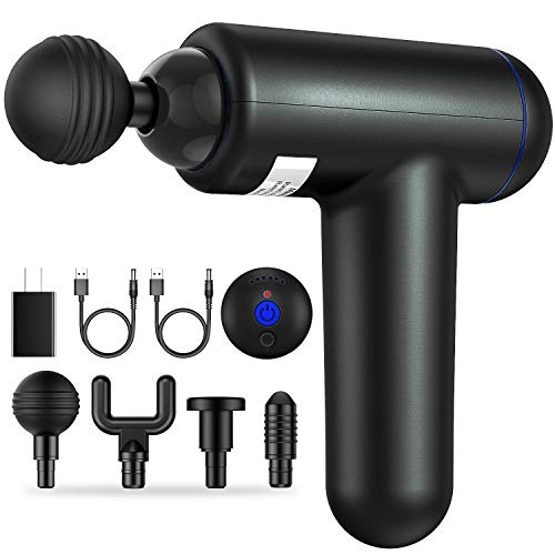 Deep Tissue Percussion Muscle Massage Gun, USB Rechargeable Handheld Electric Massager for Athletes Percussion Device, Super Quiet 6 Speed High-Intensity Vibration Messager with 4 Message Heads