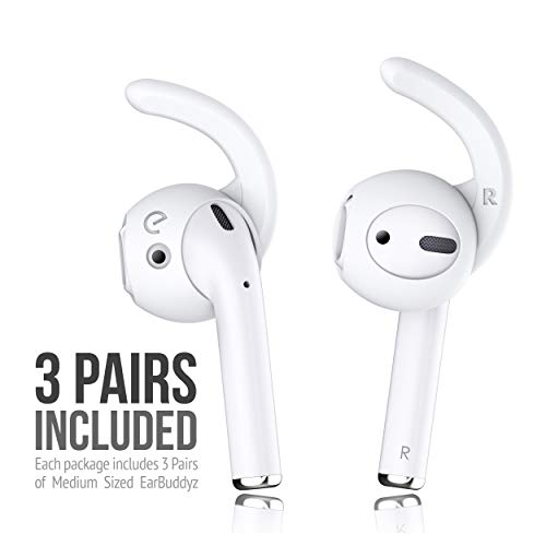 KeyBudz EarBuddyz 2.0 Ear Hooks and Covers Accessories Compatible with Apple AirPods Gen 1 & 2 or EarPods Headphones/Earphones/Earbuds (3 Pairs) (Clear)