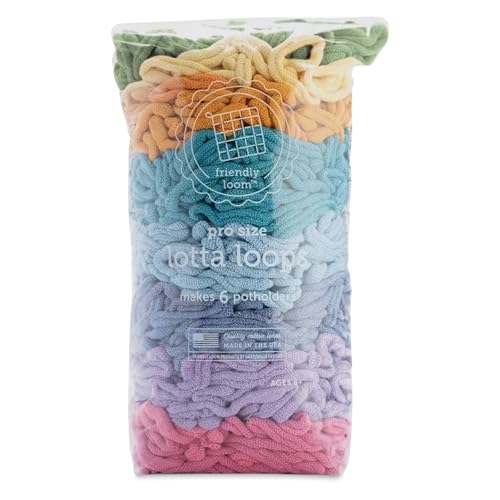 Harrisville Designs Friendly Loom Quality Cotton Weaving Loops in Botanical Inspired Colors – 10” PRO Size | Makes 6 Colorful Potholders | DIY Craft Refill Lotta Loops for Kids & Adults