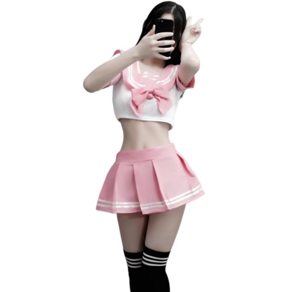 [LIKENNY] 女子高生 JK制服 コスプレ セクシー 過激 誘惑 ミニスカ チアガール キャンギャル 制服 透け透け かわいい コスチューム 衣装 (JK5) の商品画像