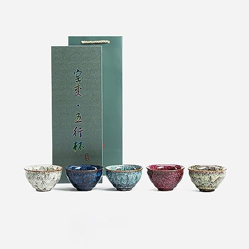 melala Ceramic Tea Cup Set,Chinese Kung Fu Tea Set,Japanese Style Tea Cup,5pcs Ceramic Mate Cup Set, Tea Coffee Cups 110ml without Handle