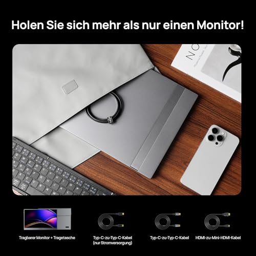 ARZOPA 16.1 Inch 144Hz Portable Monitor with Storage Bag, 106% sRGB FHD 1080P 144Hz Gaming Monitor, Ultra Slim - Eye Protection, External Second Screens for Laptop/PC/Mac/PS5/Xbox - Z1FC Grey