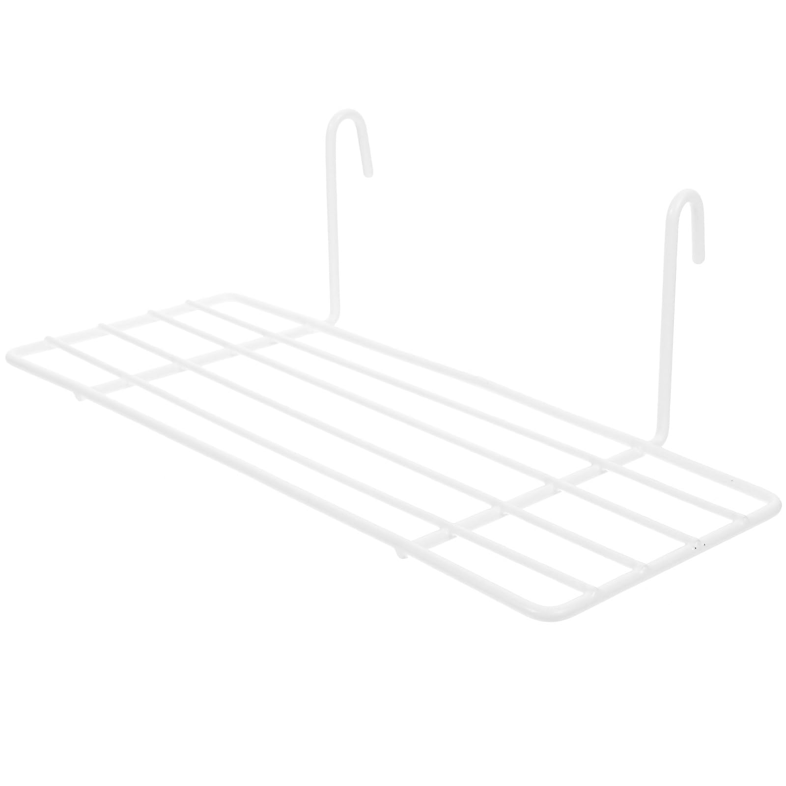 HEMOTON Metal Mesh Floating Shelves Wall Mounted Shelf White Wall Shelves Metal Grid Panel Basket Display, Hanging Basket Shelf Straight with Hook 25x10cm