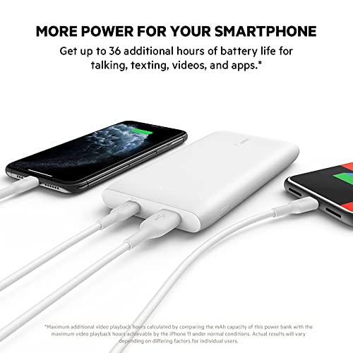 Belkin USBC Power Bank 10K, Fast Charging Portable Battery Pack w/ USBC + USB Ports