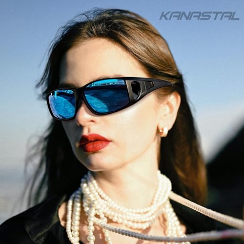 KANASTAL Plus Size Over Sunglasses Men and Women Square Polarised Over Glasses Sunglasses for Glasses Wearers UV400 Sun Protection Over Sunglasses Fit Over Sunglasses