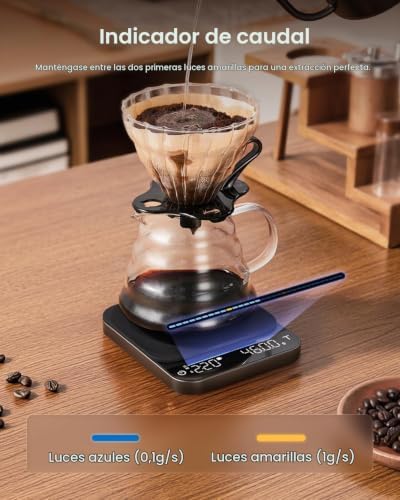 Balança de café, balança de espresso com temporizador, Descarga Recarregável de Alta Precisão sobre Escala 0,1g, capacidade de 3kg