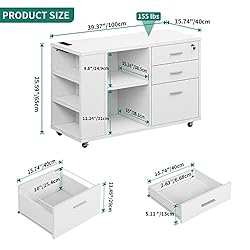 YITAHOME File Cabinet with Charging Station, Mobile