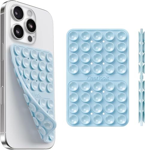 Silicone Suction Cup Phone Case Mount Double Sided - Klearlook Silicon Sticky Phone Grip with Higher Suction Power,Suction Pad Hands-Free Smartphone Accessories Holder for Selfies & Videos-Baby Blue