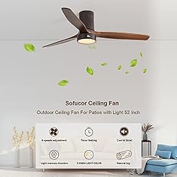 Sofucor Low Profile Ceiling Fan with Lights Flush