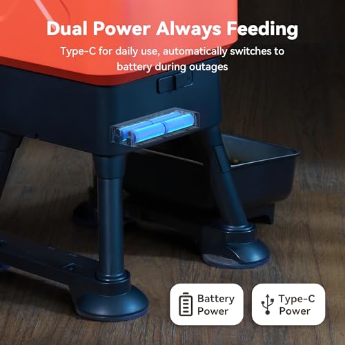 14L Automatic Dog Feeder for Large Dogs Extra Capacity Anti-Lock Automatic Dog Food Dispenser Dual Feeder Stainless Steel Bowl
