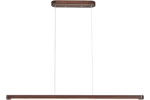 YISDESIGN 51" Wood Linear Chandelier 36W LED Linear Pendant Light Dimmable Warm Light 3000K Dining Room Light Fixture Ceiling Pendant Hanging Light for Kitchen Island Dining Room Walnut Color