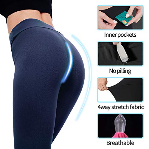 Kamots Beauty High Waist Leggings for Women - Buttery Soft Compression Tummy Control Slimming Running Workout Yoga Pants Navy