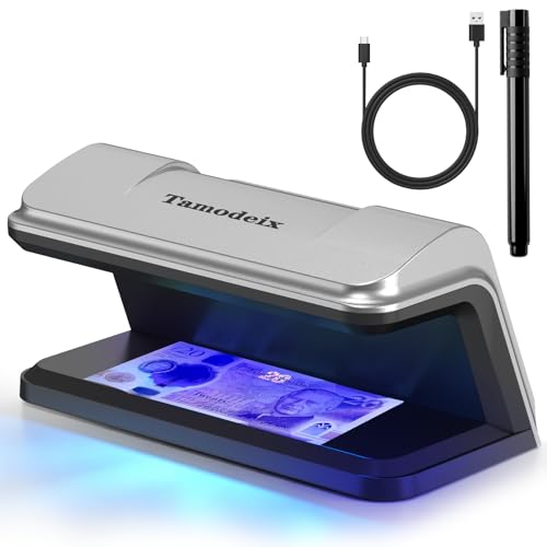 Tamodeix Counterfeit Money Detector with Money Checker Pen Bundle, LED UV Fake Note Checker, USB-C Powered NX-115A